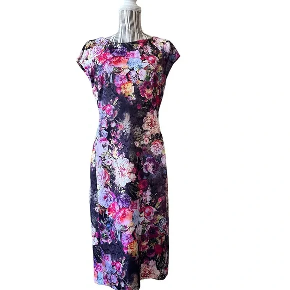Versona Purple Floral Wildflower Dress Size 10 - Picture 1 of 4